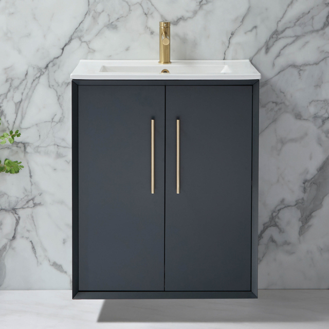 Milano Edge - Wall Hung Modern Vanity Unit with Basin - Choice of Size, Finish and Handles