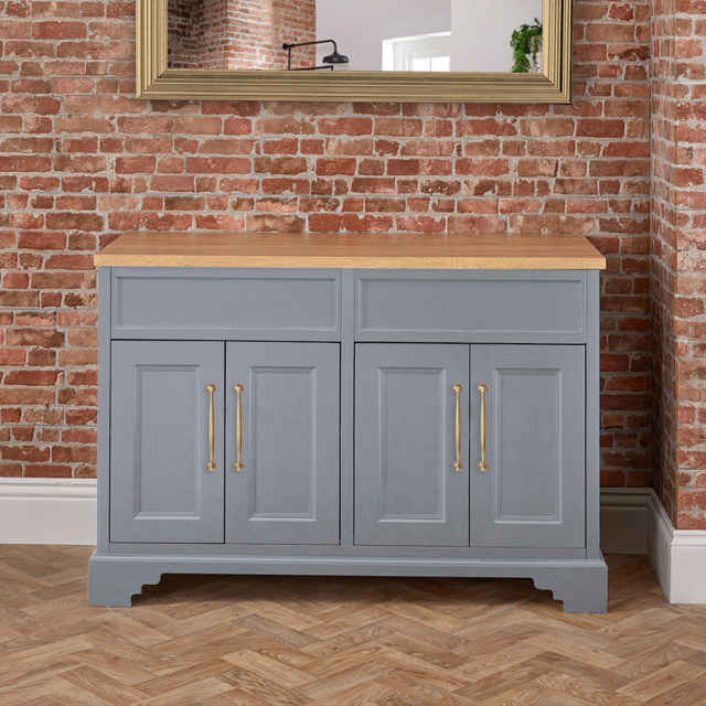 Milano Thornton - Light Grey 1210mm Traditional Vanity Unit with Classic T-Bar Aged Gold Handles