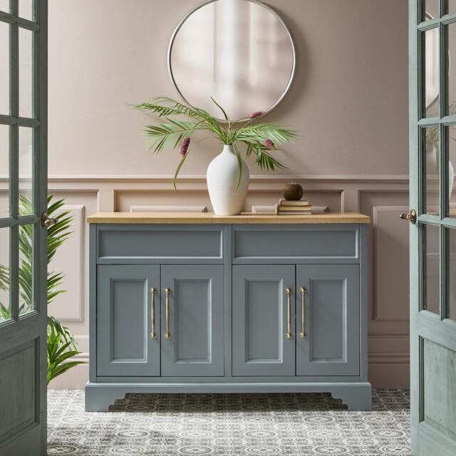 Milano 1200mm Light Grey Vanity Unit with Classic T-Bar Gold Handles - image 1