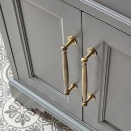 Milano 1200mm Light Grey Vanity Unit with Classic T-Bar Gold Handles - thumbnail 7