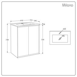 Modern Navy Wall Hung Vanity Unit 600mm – Brushed Brass Pull Handle - thumbnail 3