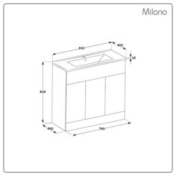 Milano 800mm White Vanity Unit with Inset Basin & Copper Bar Handle - thumbnail 7