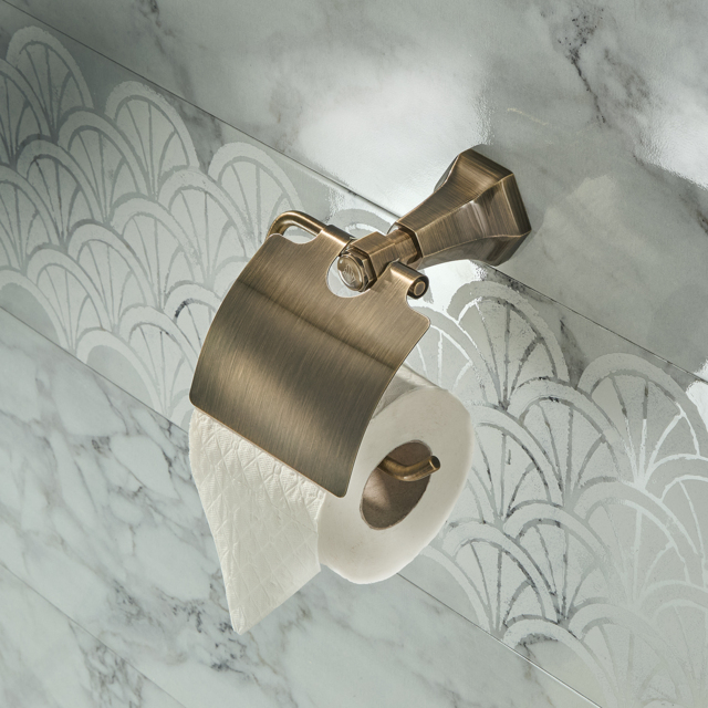 Milano Earlham - Art Deco Toilet Roll Holder - Aged Bronze