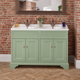 Pastel Green Luxury Traditional 1200mm Free Standing Vanity Unit with Basin - Oil Rubbed Bronze Classic Round Handle