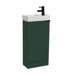 Dark Green Modern 400mm Floor Standing Bathroom Vanity Unit - Black Finger Pull Handle - thumbnail 3
