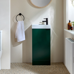 Dark Green Modern 400mm Floor Standing Bathroom Vanity Unit - Black Finger Pull Handle - thumbnail 2