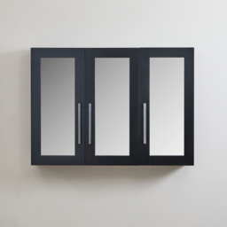 Milano Lurus - Black Grey Modern Mirrored Cabinet - 900mm x 650mm - Chrome T-Bar Handles