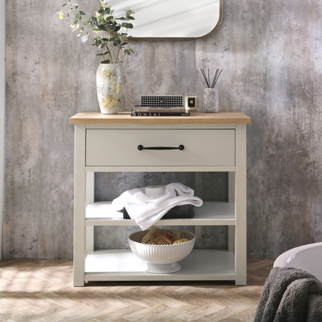 Milano Henley - Antique White 840mm Traditional Vanity Unit - with Classic T-Bar Black Handle
