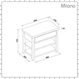 840mm Antique White Vanity Unit with Black Bar Handle Milano Henley - thumbnail 6