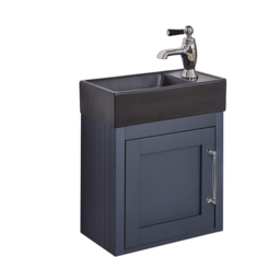400mm Black Grey Wall Hung Vanity Unit with Black Basin & Chrome Bar Handle - thumbnail 7
