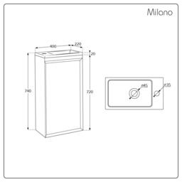 Navy Wall Hung Vanity Unit 400mm – Brushed Brass Handle, Modern Finish - thumbnail 7