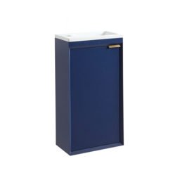 Navy Wall Hung Vanity Unit 400mm – Brushed Brass Handle, Modern Finish - thumbnail 5