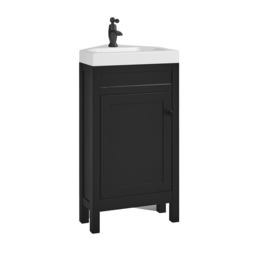 Milano Aston - Black Grey 450mm Traditional Cloakroom Corner Vanity Unit with Basin and Black Classic Round Handle