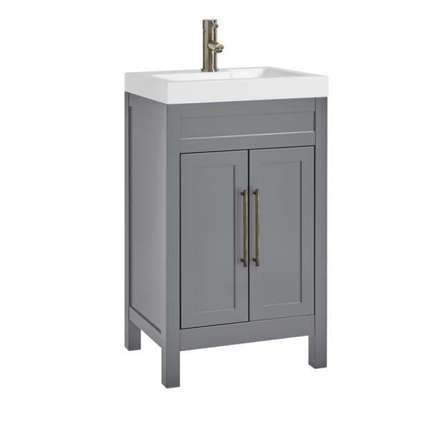 Milano Aston - Light Grey 500mm Traditional Vanity Unit with Basin and Aged Gold Modern T-Bar Handles
