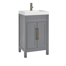 Milano Aston - Light Grey 500mm Traditional Vanity Unit with Basin and Aged Gold Modern T-Bar Handles