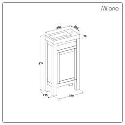 400mm Freestanding Black Grey Modern Basin Vanity Unit with Black Classic Bar Handle - thumbnail 6