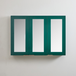 Milano Lurus - Dark Green Modern Mirrored Cabinet - 900mm x 650mm - Aged Bronze Finger Pull Handles