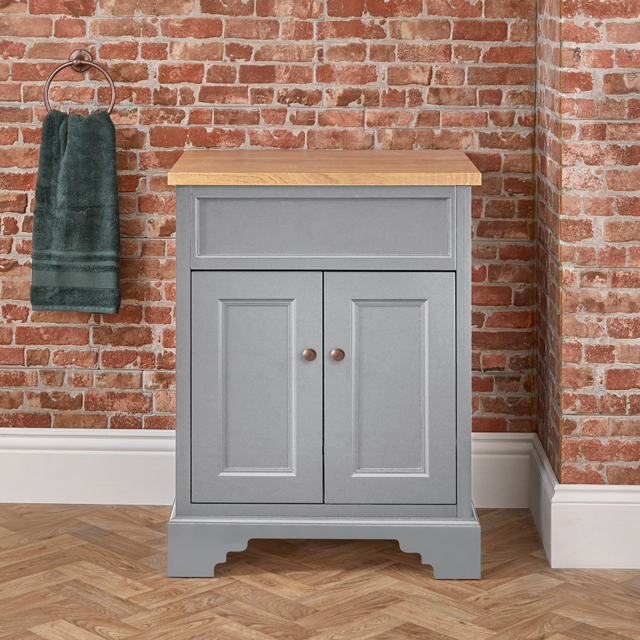 Milano Thornton - Light Grey 645mm Traditional Vanity Unit with Classic Round Aged Bronze Handles