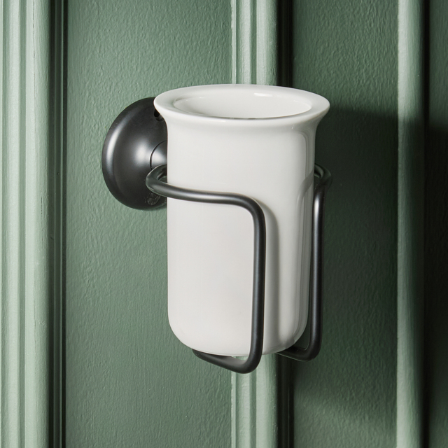 Milano Elizabeth - Traditional Wall Hung Tumbler Holder - Black