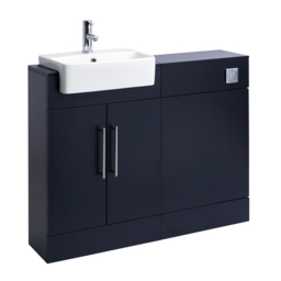 Milano Lurus - 1050mm Black Grey Modern Vanity and WC Combination Unit (Excluding Pan) - Chrome T-Bar Handles
