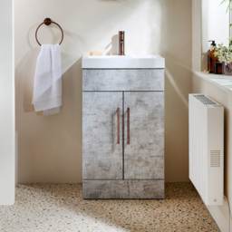 Milano Lurus - Concrete Grey 500mm Modern Vanity Unit with Basin and Aged Bronze T-Bar Handles