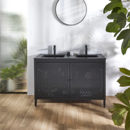 Milano Beswick - Black Metal 1210mm Vanity Unit with Elements Graphite Double Basin