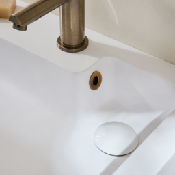 Dark Oak Modern 500mm Free Standing Basin Vanity Unit with Brushed Gold Pull Handles - thumbnail 7