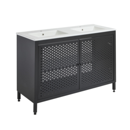 Milano Beswick - Black Metal 1210mm Vanity Unit with Elements Chalk Double Basin
