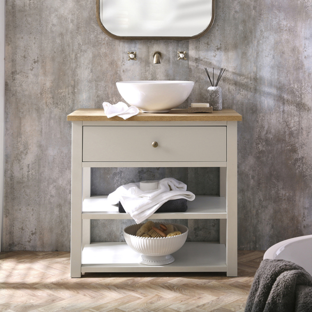 840mm Round Basin Bathroom Vanity Unit with Gold Handle Milano Henley - image 1