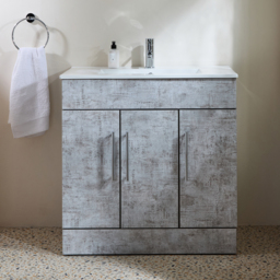 Milano Lurus - Concrete Grey 810mm Modern Vanity Unit with Basin and Chrome T-Bar Handles