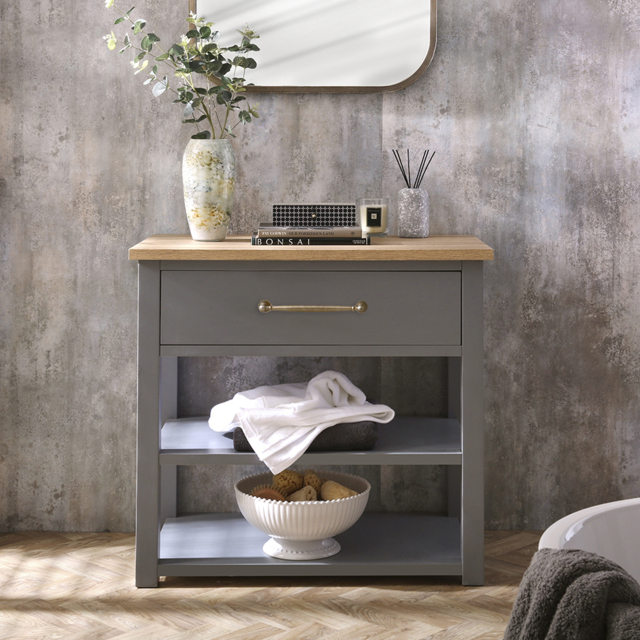 Milano Henley - Light Grey 840mm Vanity Unit - with Classic T-Bar Aged Gold Handle