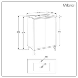 Anthracite Grey 800mm Modern Freestanding Basin Vanity Unit with Copper T-Bar Handle - thumbnail 3
