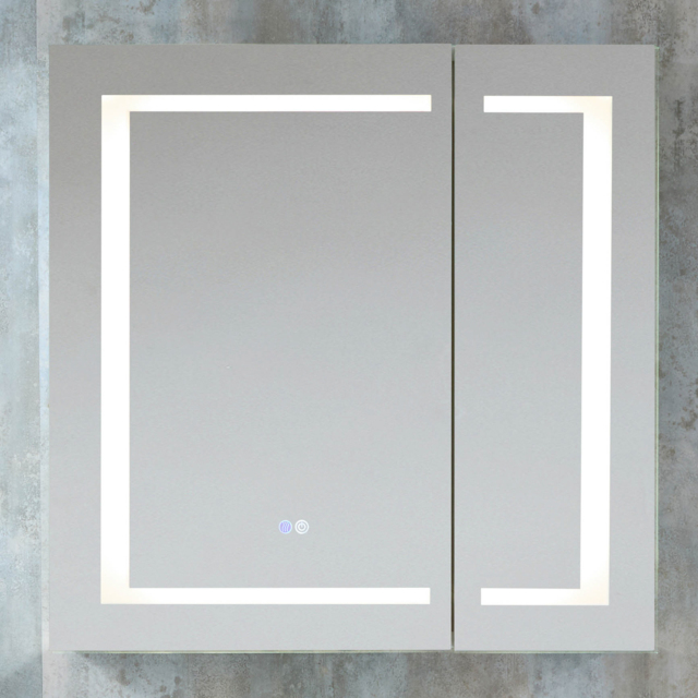 Milano Athos - Modern Anti-Fog LED Mirrored Cabinet - 750mm x 750mm