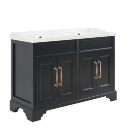 1200mm Black Grey Vanity Unit with Double Basin & Bronze T-Bar Handles - thumbnail 3