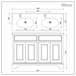 1200mm Black Grey Vanity Unit with Double Basin & Bronze T-Bar Handles - thumbnail 5