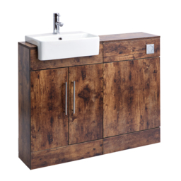 Milano Lurus - 1050mm Dark Oak Modern Vanity and WC Combination Unit (Excluding Pan) - Chrome T-Bar Handles