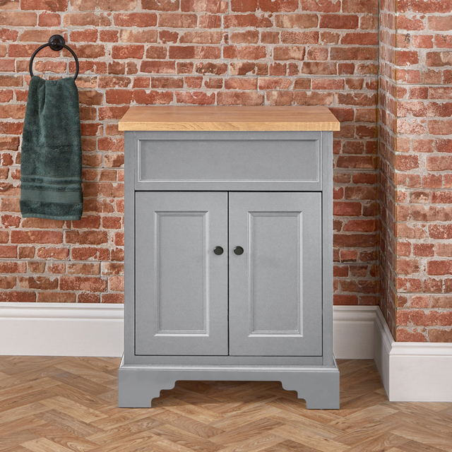 Milano Thornton - Light Grey 645mm Traditional Vanity Unit with Classic Round Black Handles