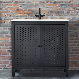 Milano Beswick - Black Metal Vanity Unit with Basin - Choice of Size
