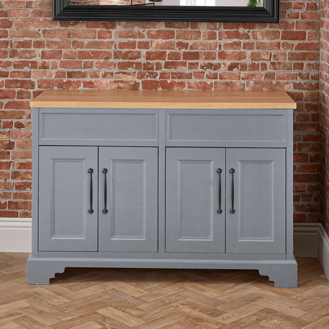 Milano Thornton - Light Grey 1210mm Traditional Vanity Unit with Classic T-Bar Black Handles
