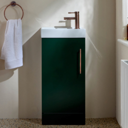 Milano Lurus - Dark Green 400mm Modern Cloakroom Vanity Unit with Basin and Aged Bronze T-Bar Handle