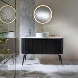 Milano Chalton - Black Grey 800mm Curved Fluted Vanity Unit - thumbnail 6