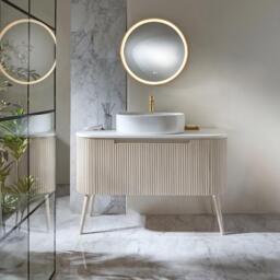 Milano Chalton - Black Grey 800mm Curved Fluted Vanity Unit - thumbnail 5