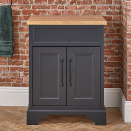 Milano Thornton - Black Grey 645mm Traditional Vanity Unit with Classic T-Bar Black Handles