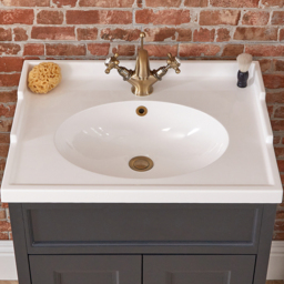 630mm Black Grey Floor Standing Vanity Unit with Gold Round Handle - thumbnail 5
