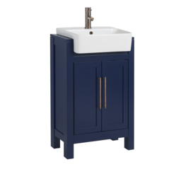 Milano Aston - Navy 550mm Traditional Vanity Unit with Basin and Aged Bronze Modern T-Bar Handles
