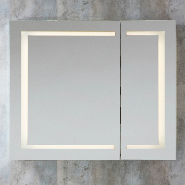 Milano Athos - Modern Anti-Fog LED Mirrored Cabinet - 900mm x 750mm