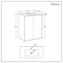 800mm Wall Hung Vanity Unit with Inset Basin, Anthracite with Gold Bar Handle - thumbnail 3
