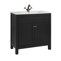 Milano Aston - Black Grey 800mm Traditional Vanity Unit with Basin and Aged Bronze Classic Round Handles
