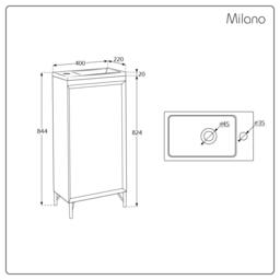 400mm Navy Modern Free Standing Cloakroom Vanity Unit with Basin - Chrome T-Bar Handle - thumbnail 7