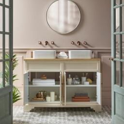 1200mm White Traditional Vanity Unit with Square Basins & Bronze Handles - thumbnail 3